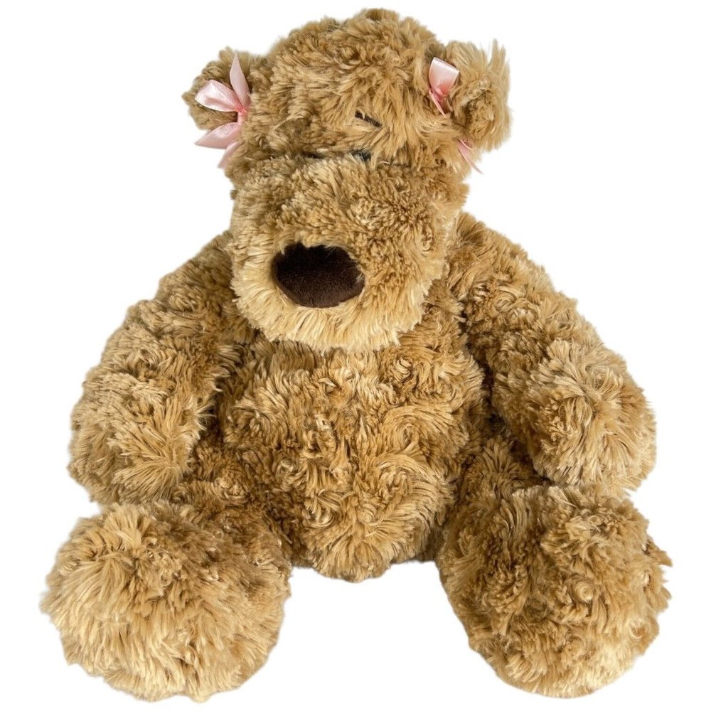 Build A‎ Bear Brown Teddy Bear Plush Talks Pink Bows Ears 17” Stuffed Animal Toy